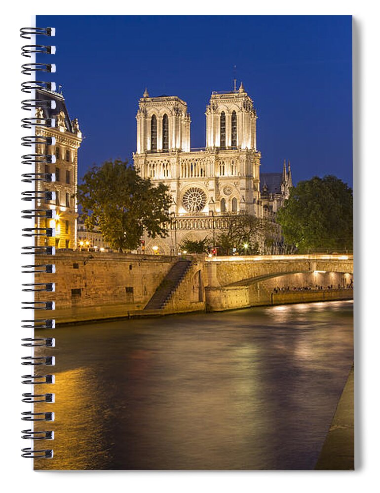 Paris Spiral Notebook featuring the photograph River Seine and Cathedral Notre Dame - Paris by Brian Jannsen