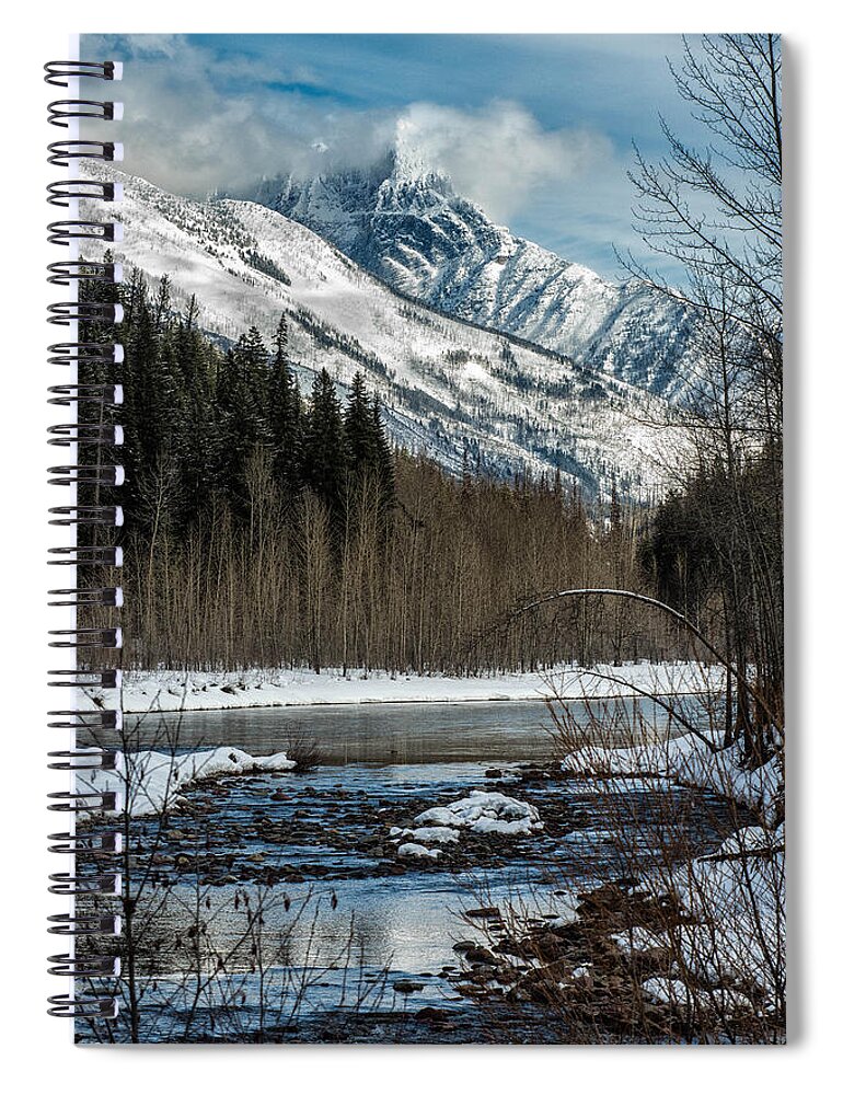 Mountains Spiral Notebook featuring the photograph River to Peaks Glacier National park by Greg Wyatt