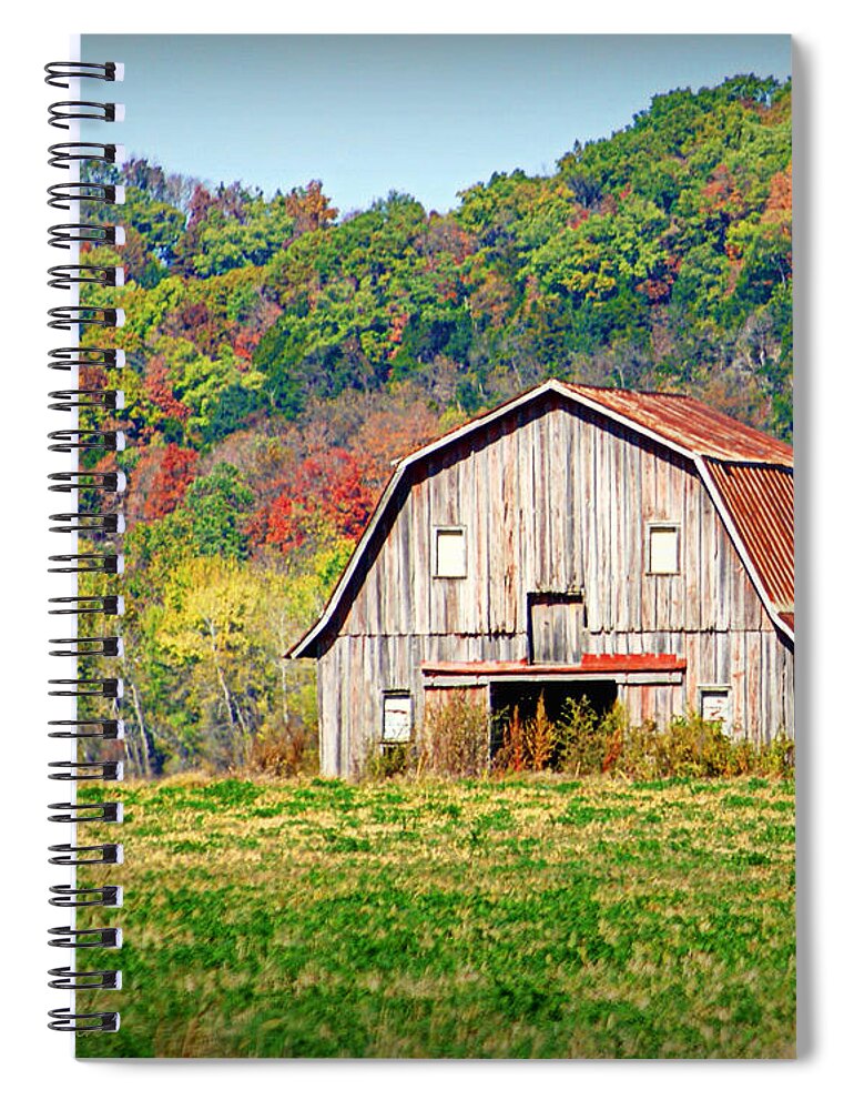 Barn Spiral Notebook featuring the photograph Riverbottom Barn in Fall by Cricket Hackmann