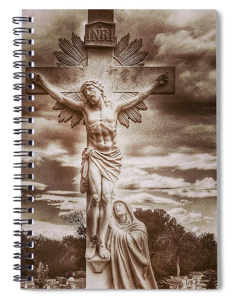 Riverside Cemetery Spiral Notebook featuring the photograph Riverside Cemetery Sepia by Gia Marie Houck