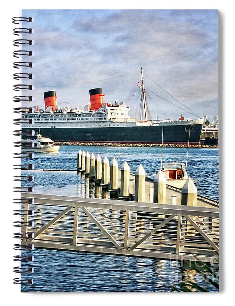 Rms Queen Mary Spiral Notebook featuring the photograph RMS Queen Mary by Gabriele Pomykaj