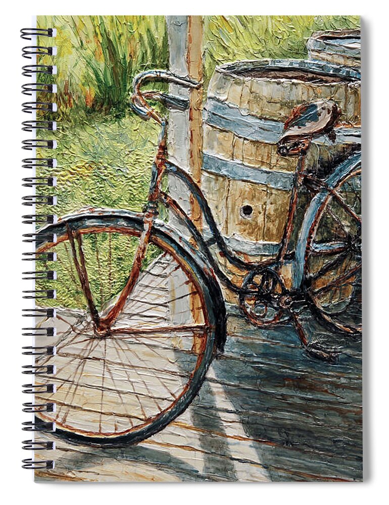 Vintage Spiral Notebook featuring the painting Roadmaster Bicycle 2 by Joey Agbayani