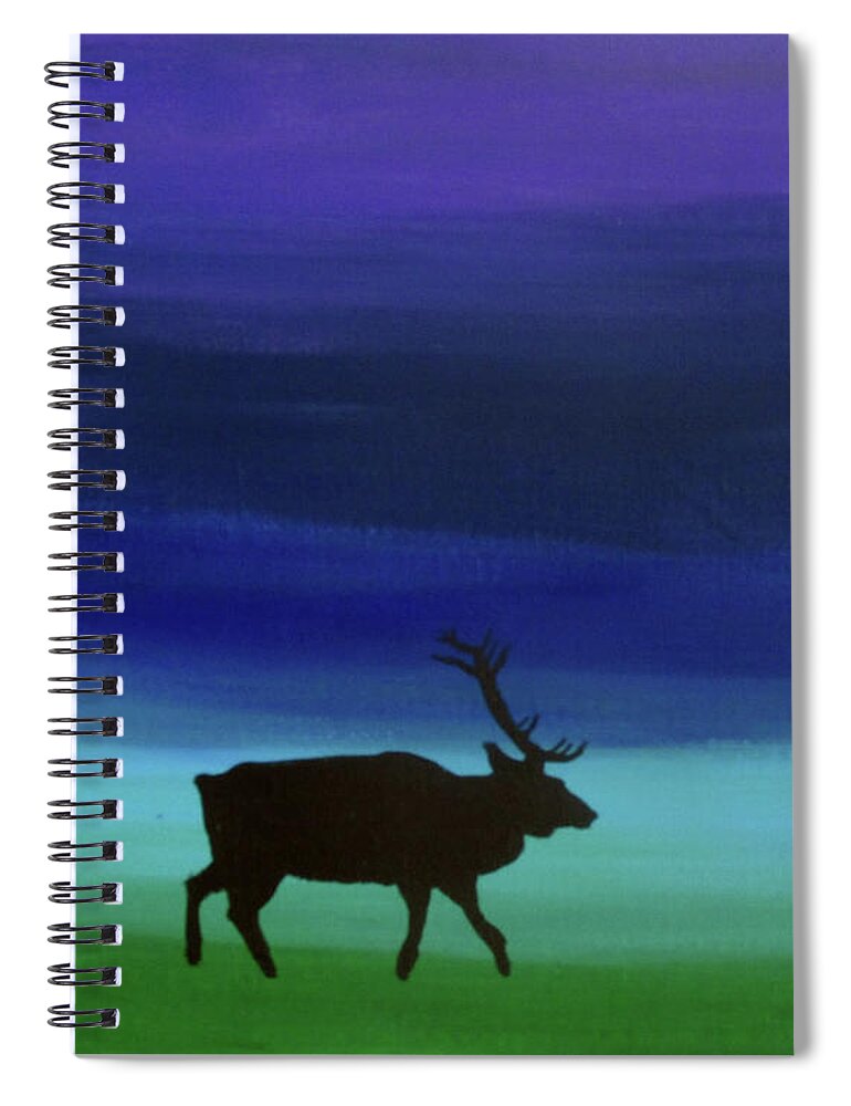 Elk Spiral Notebook featuring the painting Roaming Elk by Sara Becker