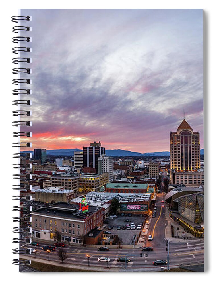 Panoramic Spiral Notebook featuring the photograph Roanoke Evening Panoramic by Star City SkyCams
