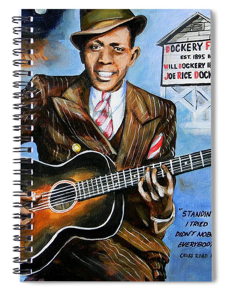 Robert Johnson Spiral Notebook featuring the painting Robert Johnson Mississippi Delta Blues by Karl Wagner