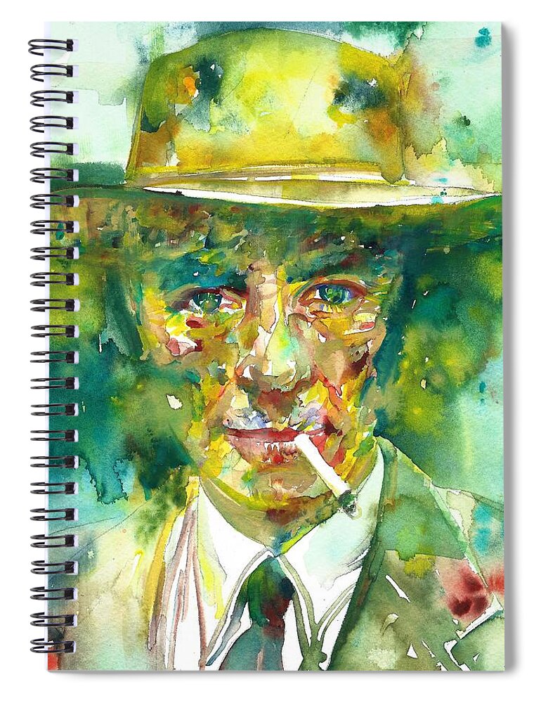 Robert Oppenheimer Spiral Notebook featuring the painting ROBERT OPPENHEIMER - watercolor portrait.2 by Fabrizio Cassetta