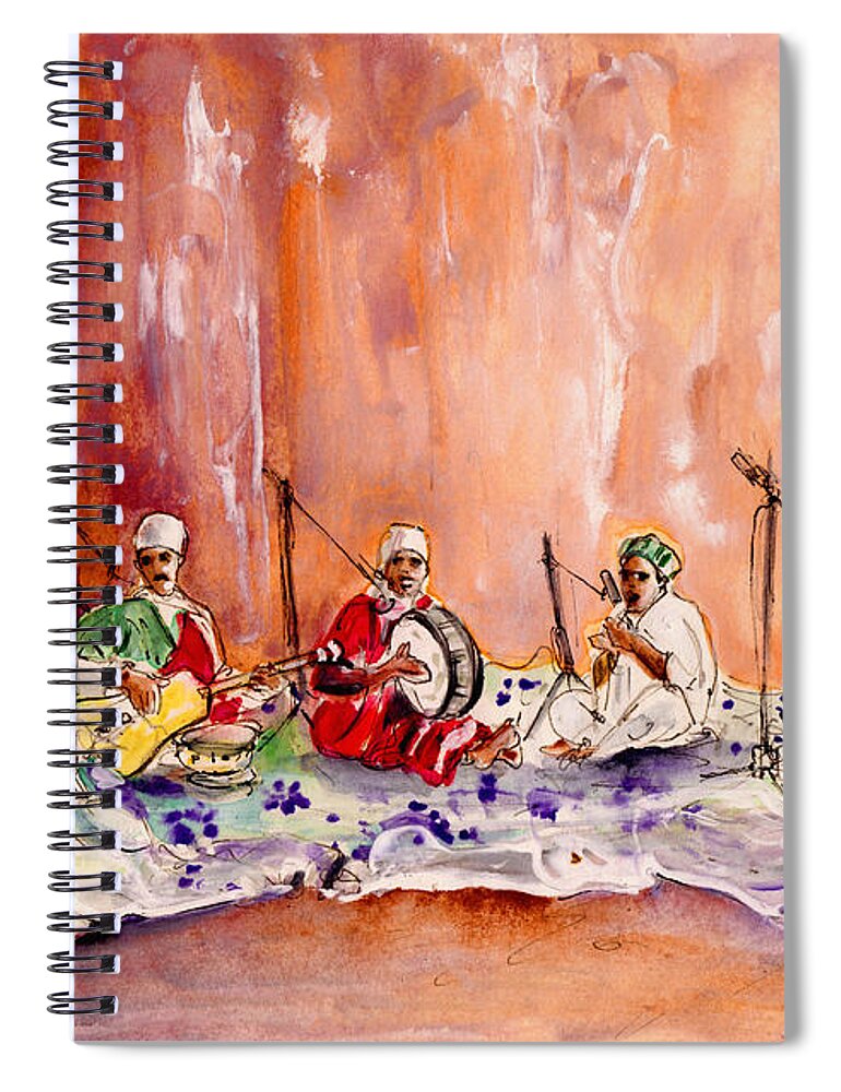 Music Spiral Notebook featuring the painting Robert Plant And Jimmy Page In Morocco by Miki De Goodaboom