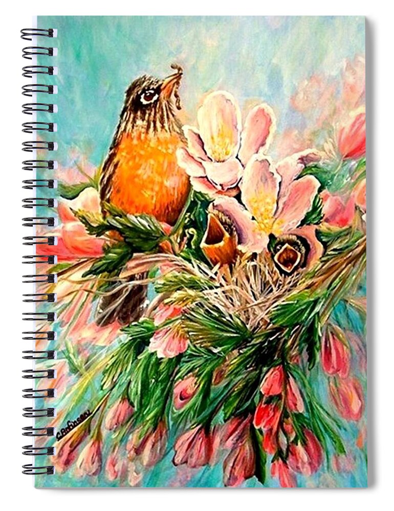Robins Spiral Notebook featuring the painting Robin Hood by Carol Allen Anfinsen
