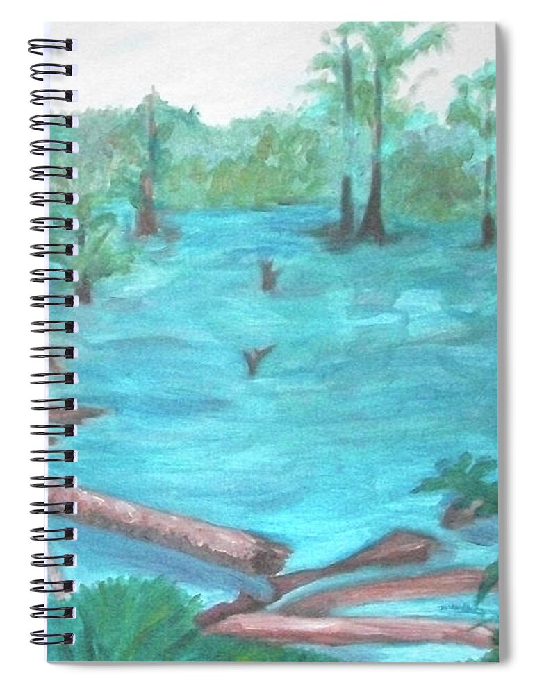 Paintings Spiral Notebook featuring the painting Rock, Logs and Trees by Michelle Gilmore