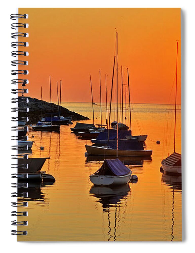Rockport Spiral Notebook featuring the photograph Rockport MA boats Rockport Harbor by Toby McGuire