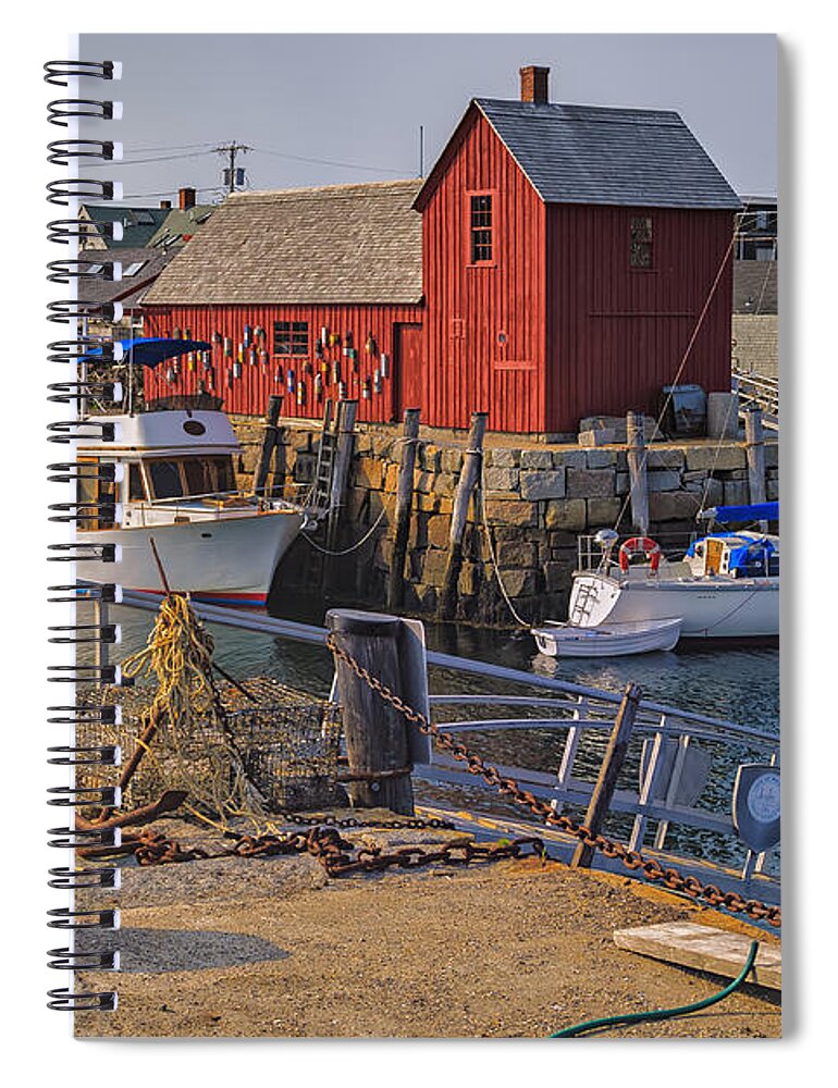Myhaverphotography Spiral Notebook featuring the photograph Rockport Waterfront by Mark Myhaver