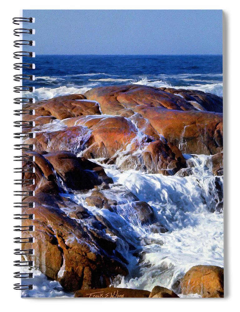 Rocks Awash Spiral Notebook featuring the photograph Rocks Awash by Frank Wilson