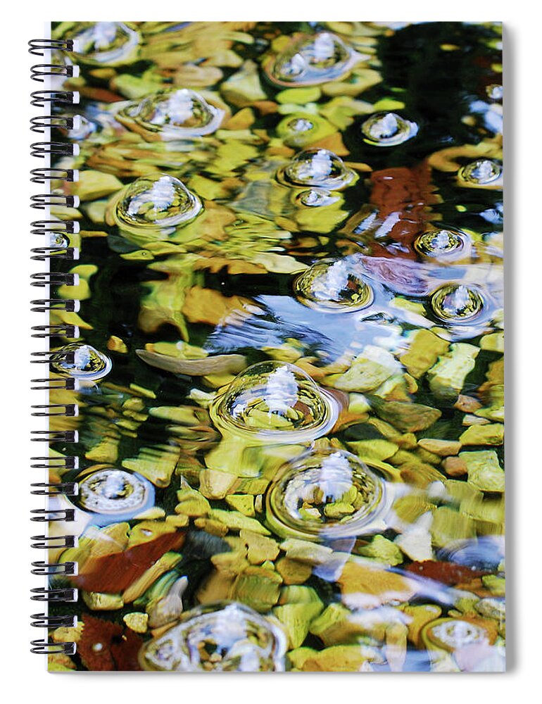 Rocks Spiral Notebook featuring the photograph Rocks Bubbles and Water by Nancy Mueller