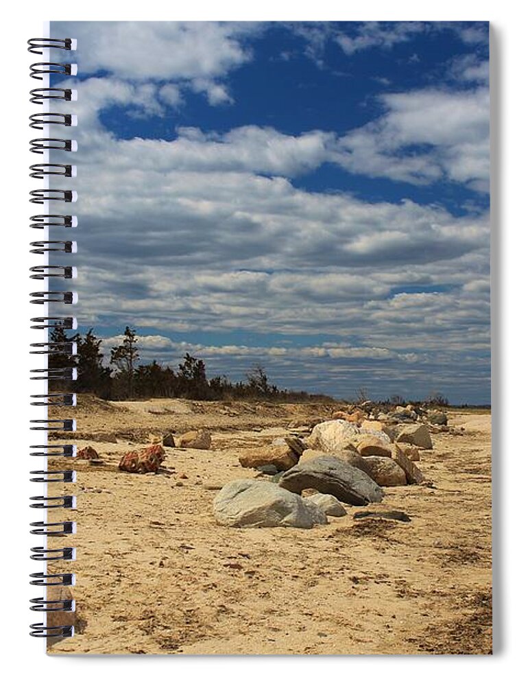 Long Island Spiral Notebook featuring the photograph Clouds and Rocks by Karen Silvestri