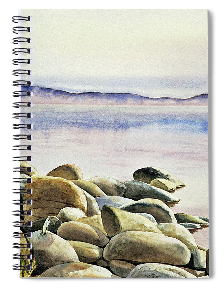 Rocks Spiral Notebook featuring the painting Rocks Water Reflections by Irina Sztukowski