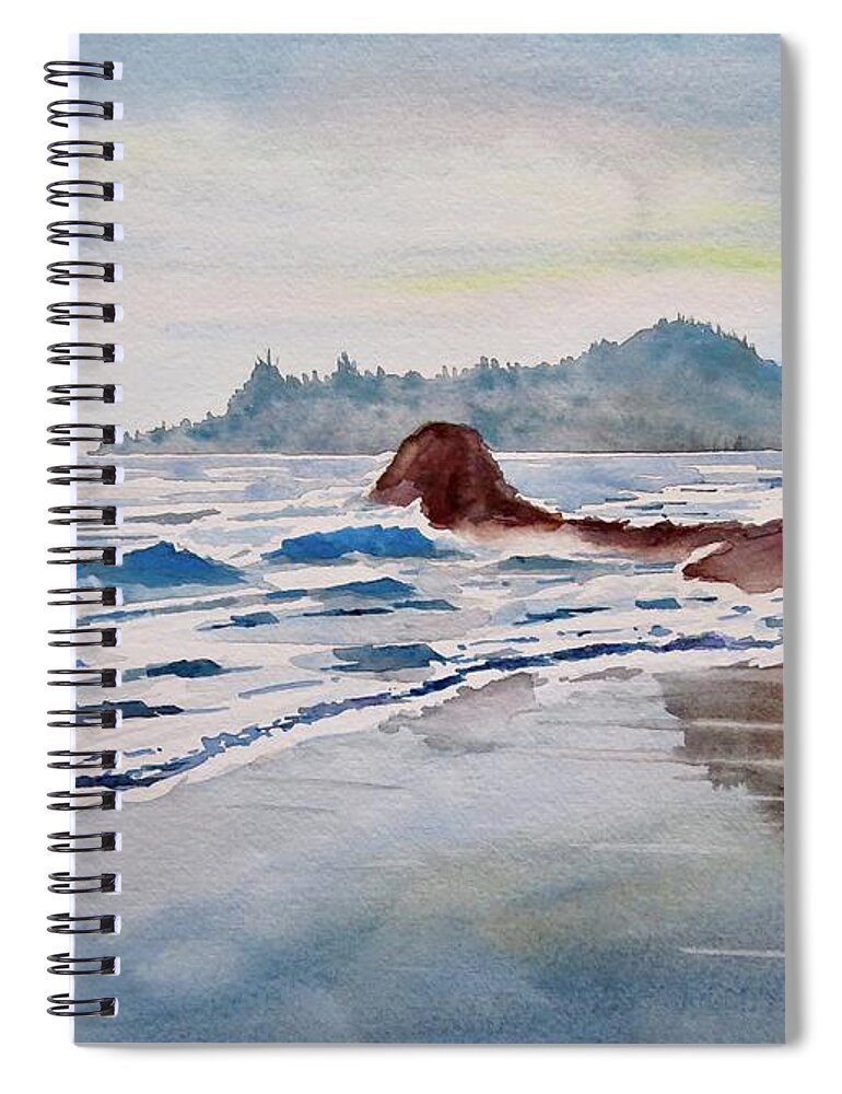 Painting Spiral Notebook featuring the painting Rocky Beach by Geni Gorani