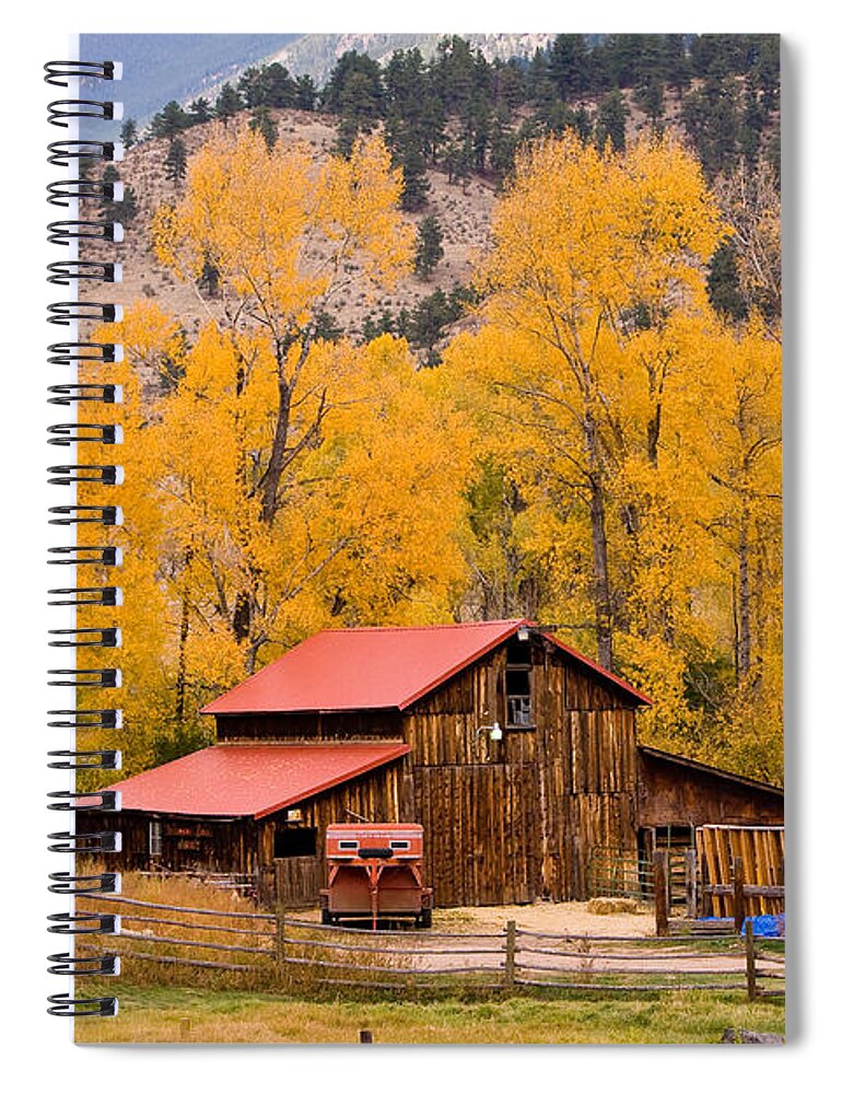 Barns Spiral Notebook featuring the photograph Rocky Mountain Autumn Ranch Landscape by James BO Insogna