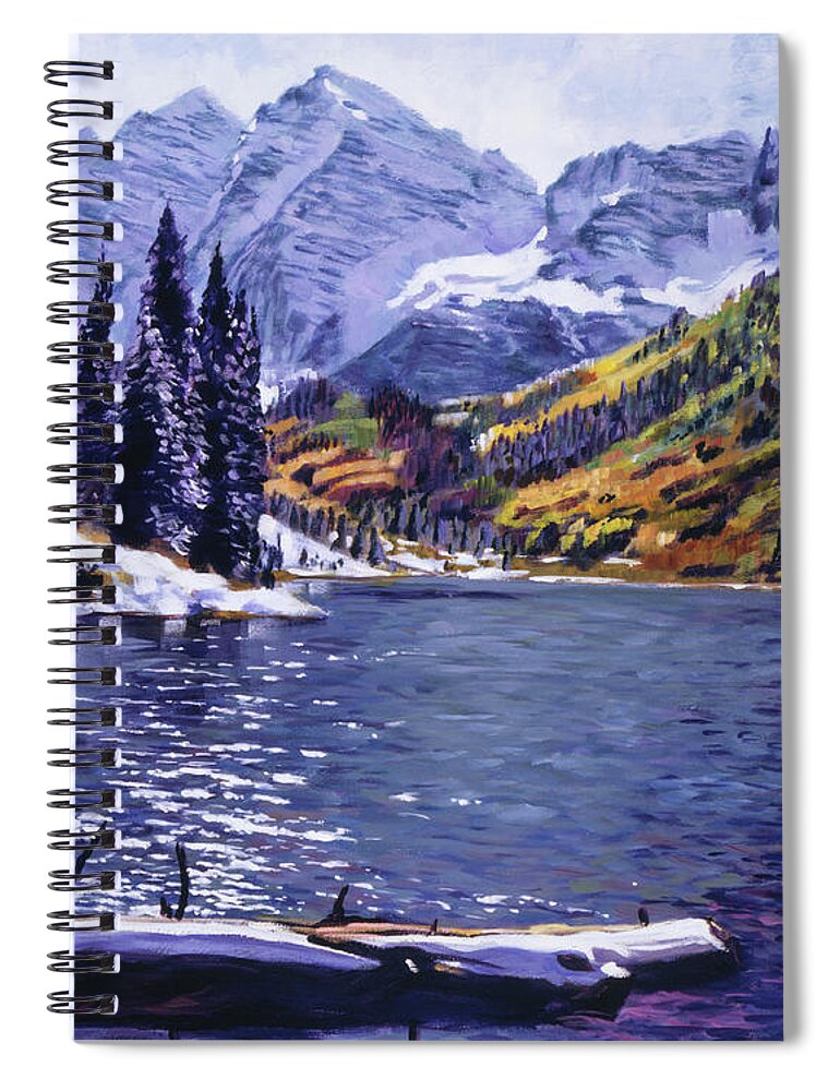 Mountains Spiral Notebook featuring the painting Rocky Mountain Serenity by David Lloyd Glover