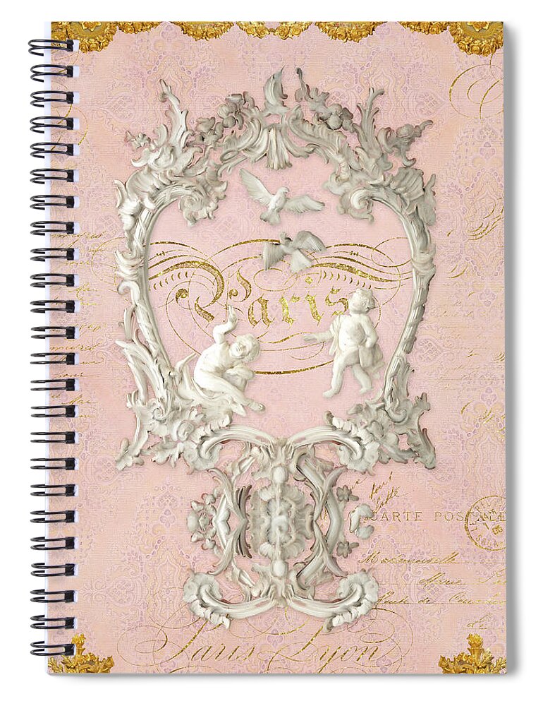 Baroque Spiral Notebook featuring the painting Rococo Versailles Palace 1 Baroque Plaster Vintage by Audrey Jeanne Roberts