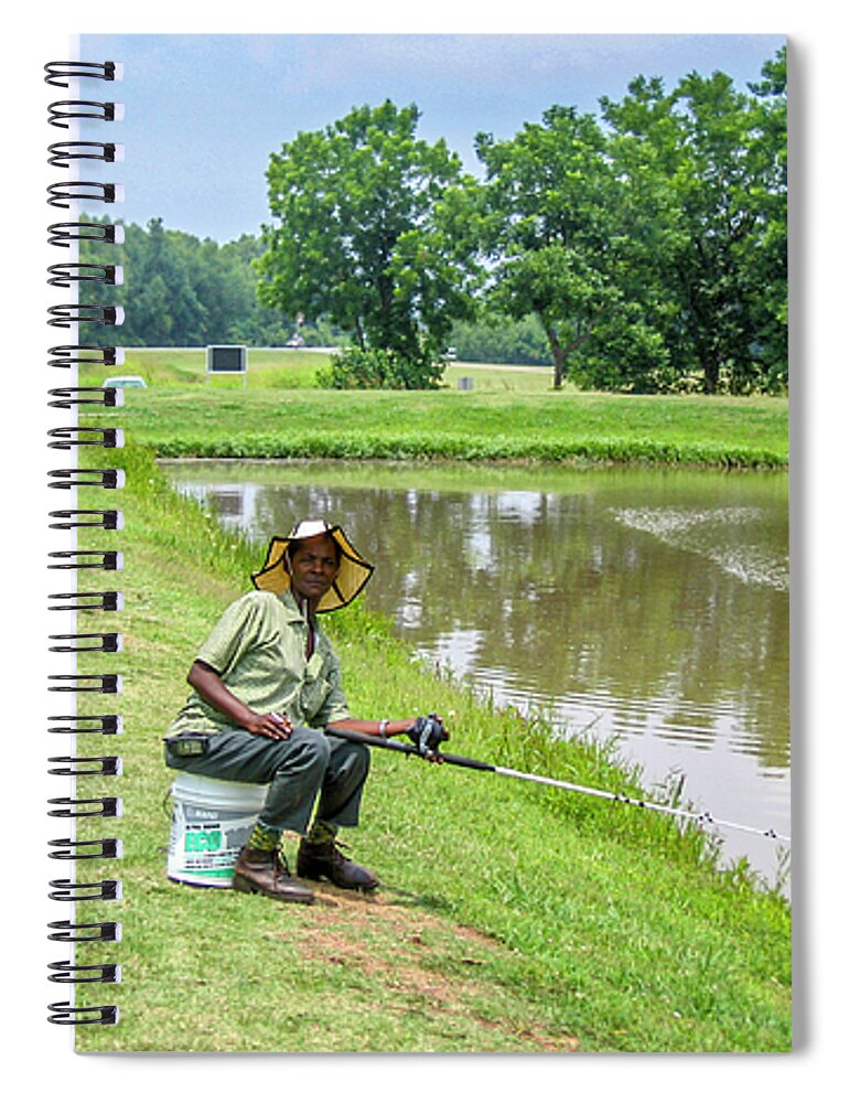 Fishing Spiral Notebook featuring the photograph Rod Reel and Cell Phone by Gene Parks
