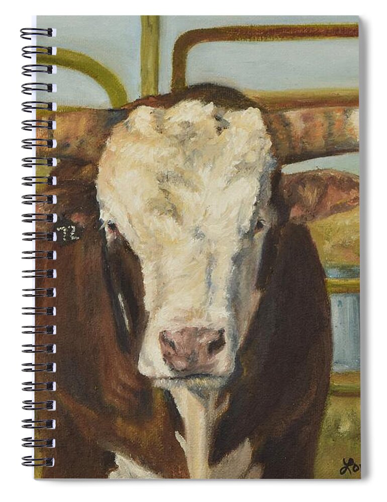 Stock Spiral Notebook featuring the painting Rodeo Bull 8 by Lori Brackett