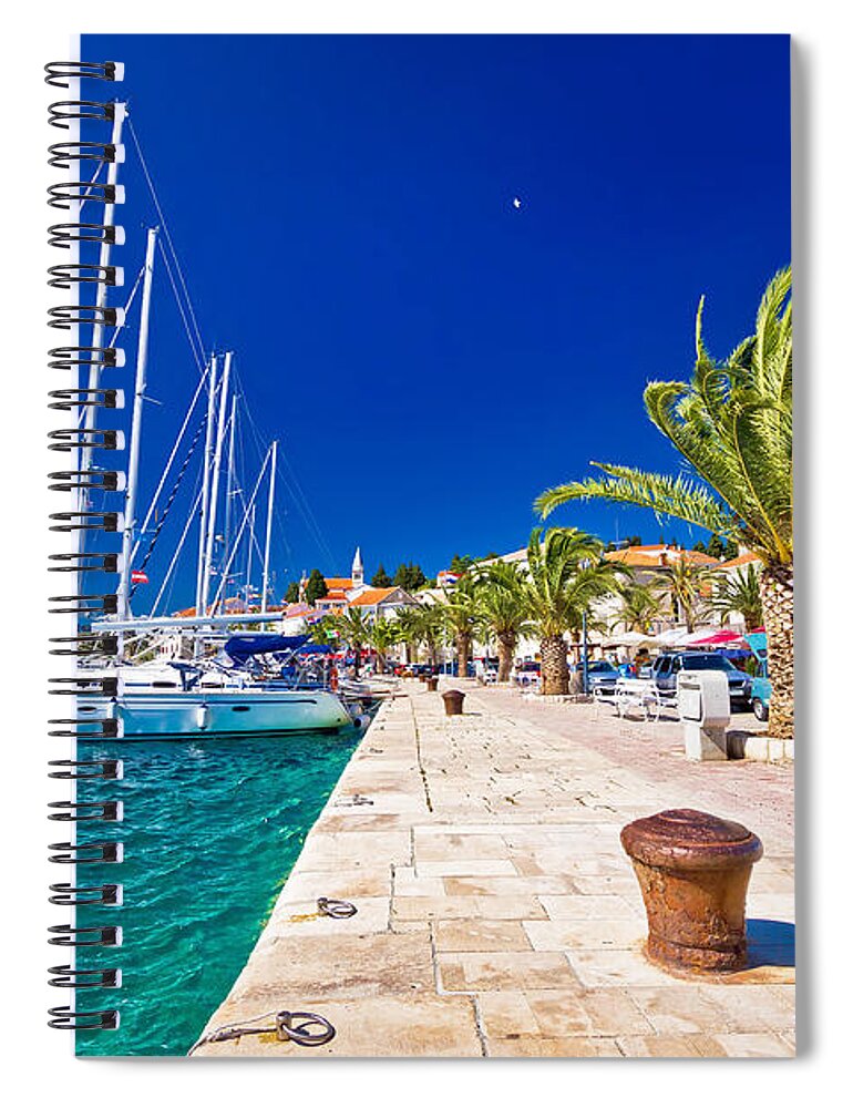 Rogoznica Spiral Notebook featuring the photograph Rogoznica sailing destination in Dalmatia waterfront view by Brch Photography