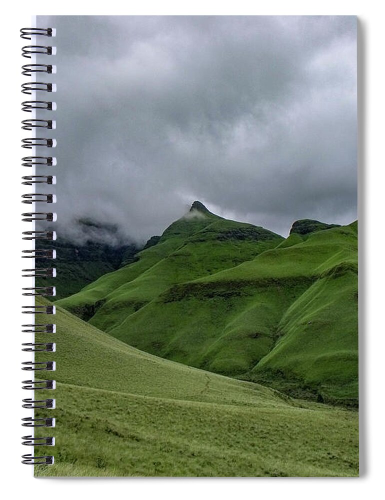 Mountains Spiral Notebook featuring the photograph Rolling green Drakensberg Mountains by Gaelyn Olmsted
