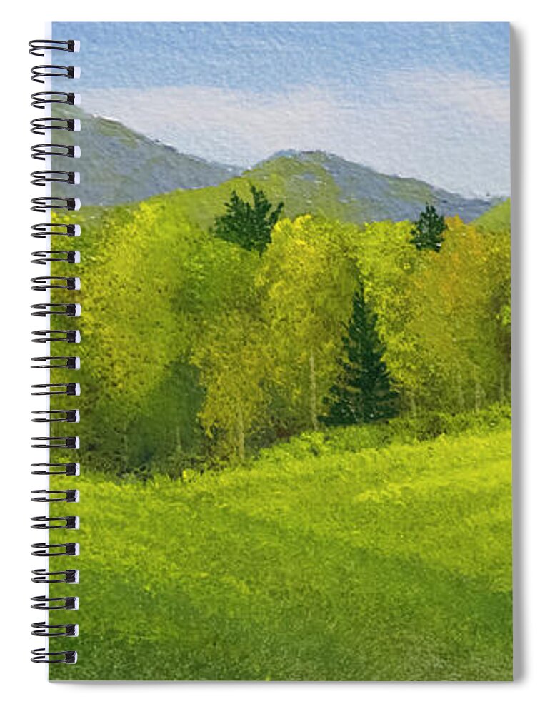 Trees Spiral Notebook featuring the painting Rolling Spring Pastures by Frank Wilson