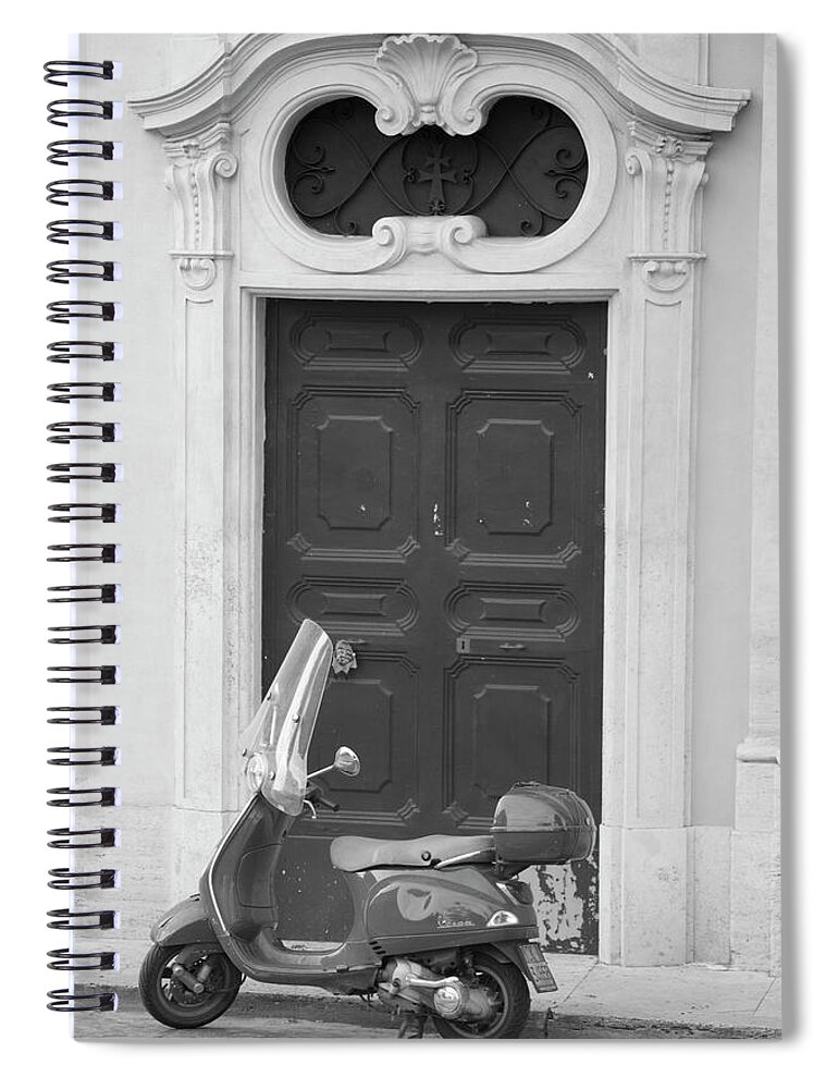 Canon Spiral Notebook featuring the photograph Roma Vespa and Door by John McGraw