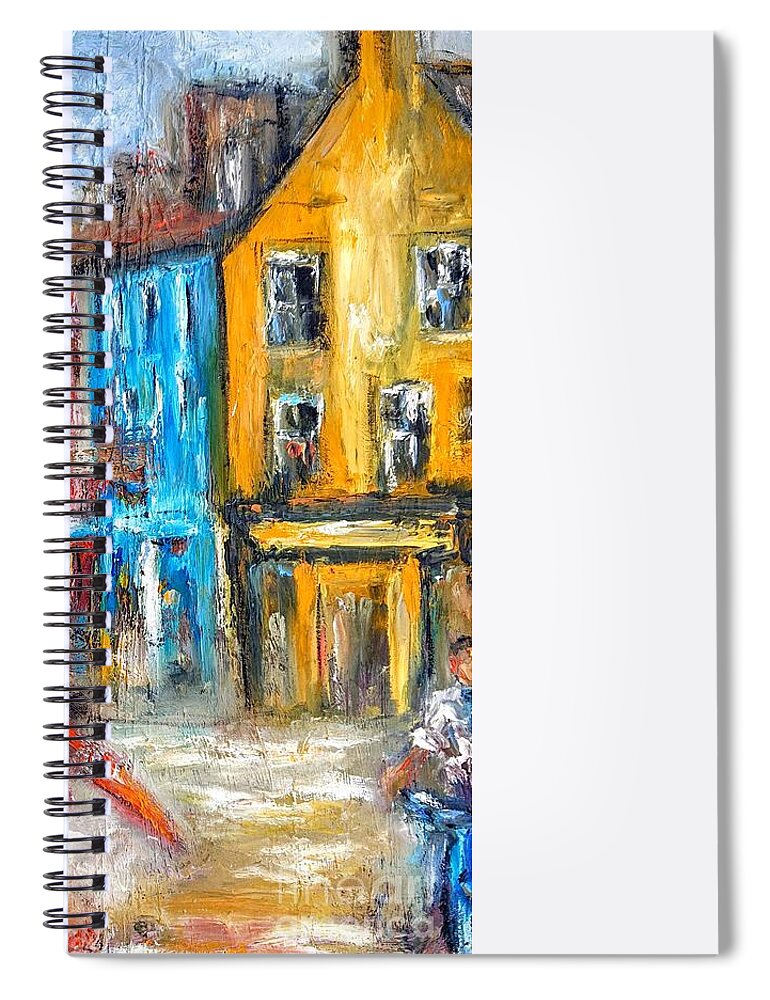 Galway City Spiral Notebook featuring the painting paintings of galway ireland Romance in Galway by Mary Cahalan Lee - aka PIXI