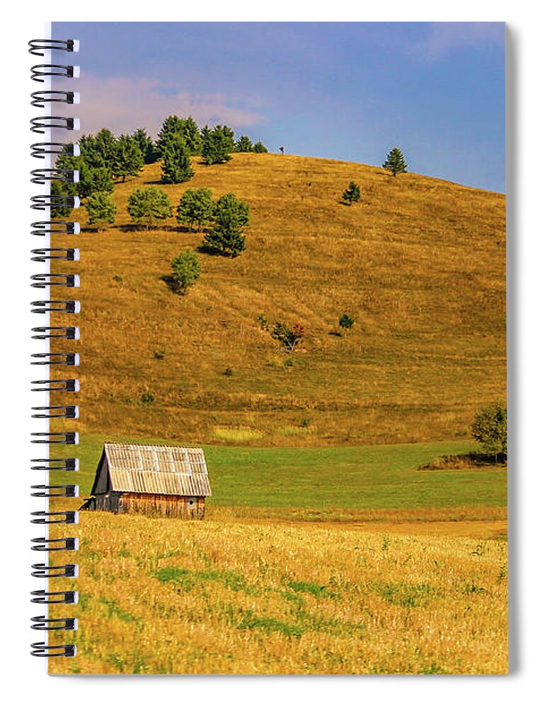 Rural Spiral Notebook featuring the photograph Romanian rural landscape by Claudia M Photography