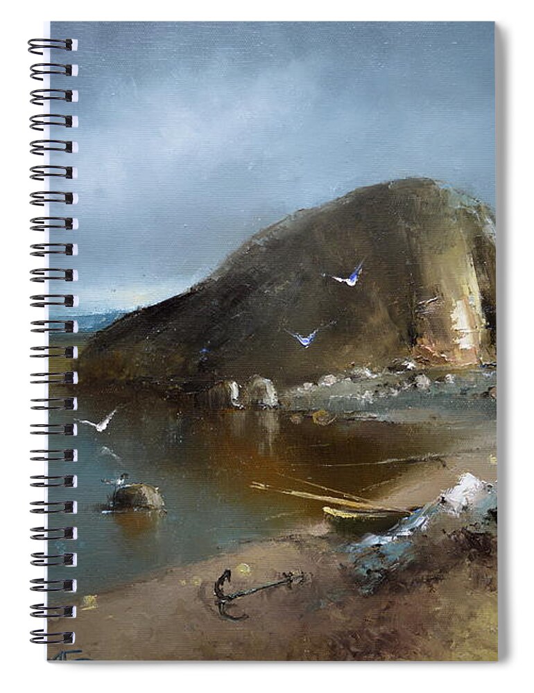 Russian Artists New Wave Spiral Notebook featuring the painting Romantic Coast by Igor Medvedev