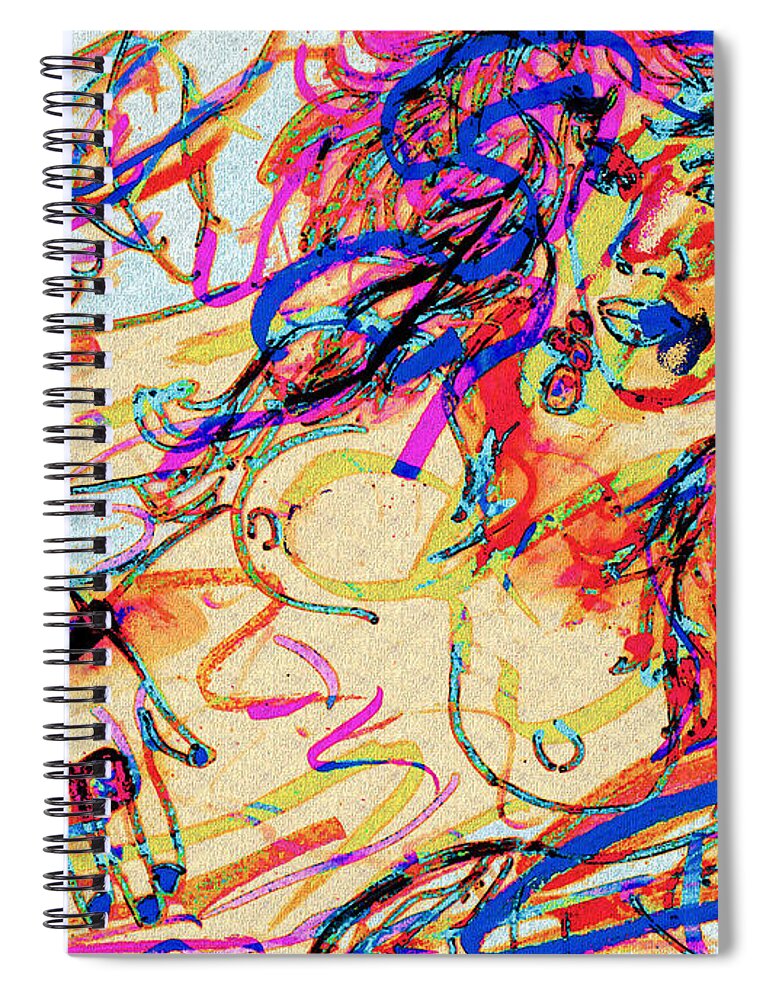 Nude Spiral Notebook featuring the drawing Romantic Nude by Natalie Holland