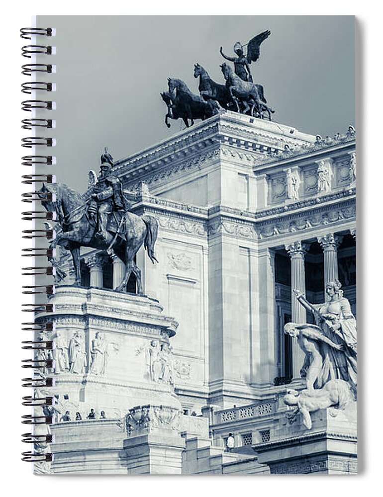 Altar Spiral Notebook featuring the photograph Rome - Altare della Patria BW by AM FineArtPrints
