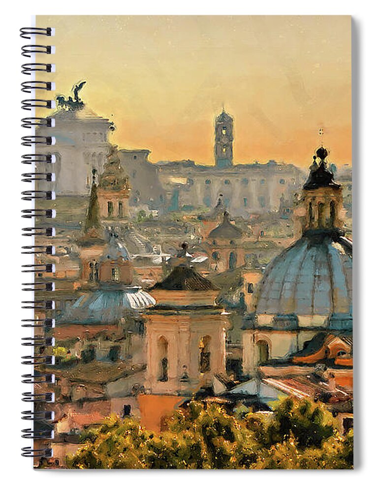 Rome Spiral Notebook featuring the photograph Rome Cityscape - 03 by AM FineArtPrints