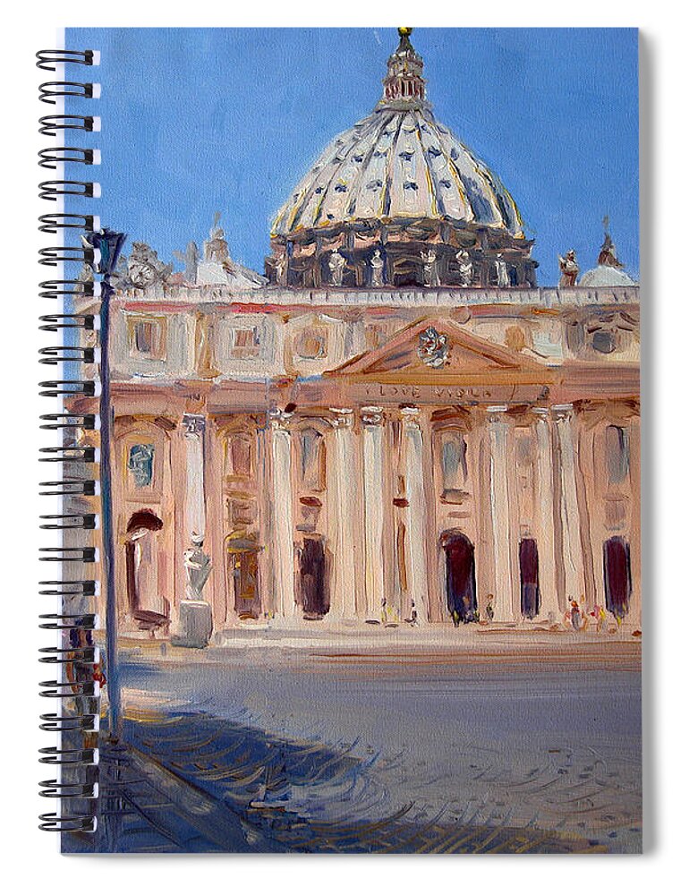 Rome Spiral Notebook featuring the painting Rome Piazza San Pietro by Ylli Haruni
