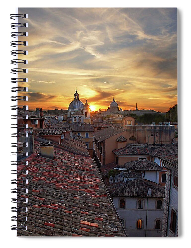 Sunset In Rome Spiral Notebook featuring the photograph Rome Sunset by Maria Rabinky