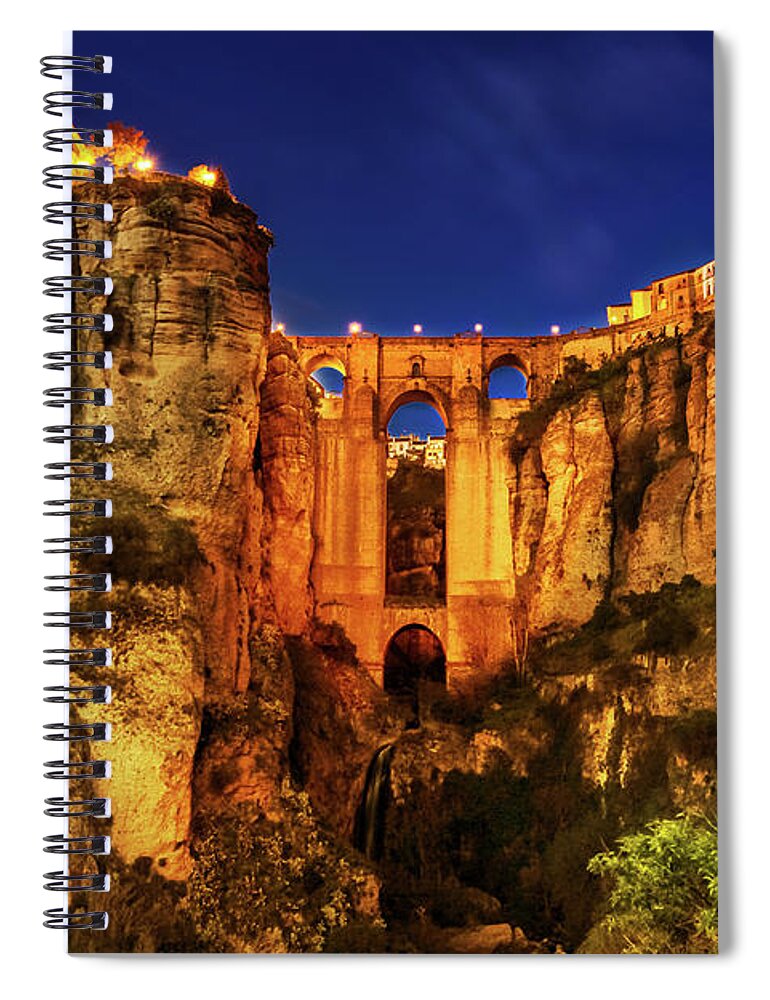Spain Spiral Notebook featuring the photograph Ronda by night by Benny Marty