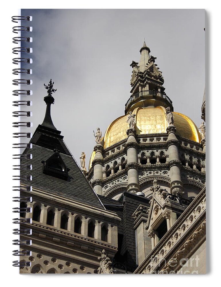 Rooftops Spiral Notebook featuring the photograph Rooftops at the Captial in Hartford by B Rossitto