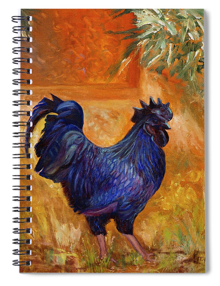 Rooster Spiral Notebook featuring the painting Rooster by Kathy Knopp
