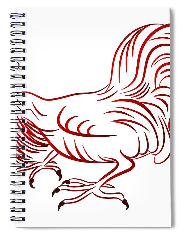 Rooster Spiral Notebook featuring the digital art Rooster - sign of Chinese New Year by Michal Boubin