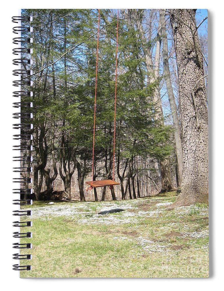 Landscape Spiral Notebook featuring the drawing Rope Swing by Glenda Zuckerman