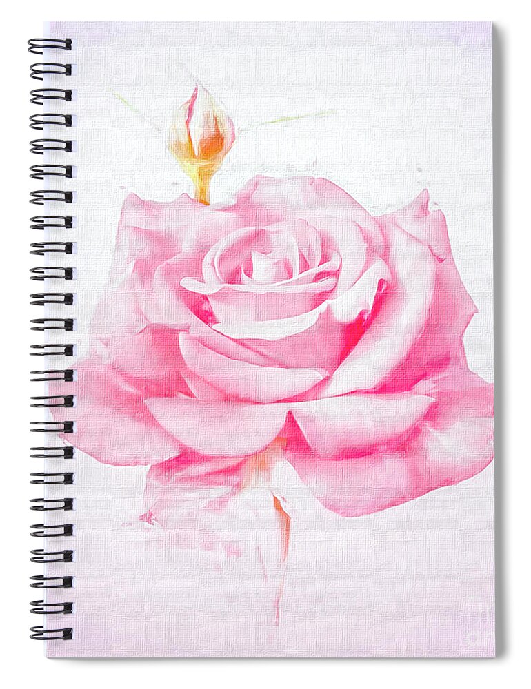 Mona Stut Spiral Notebook featuring the photograph Rosalina Soft Pink Rosebud by Mona Stut