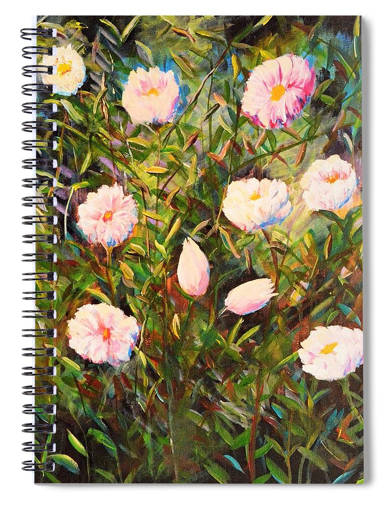 Roses Spiral Notebook featuring the painting Rosas by Medea Ioseliani