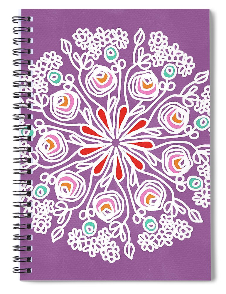 Rose Spiral Notebook featuring the mixed media Rose Mandala 1- Art by Linda Woods by Linda Woods