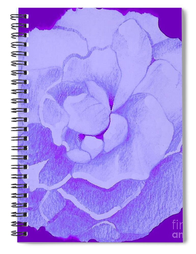 Rose Spiral Notebook featuring the digital art Rose On Purple by Helena Tiainen