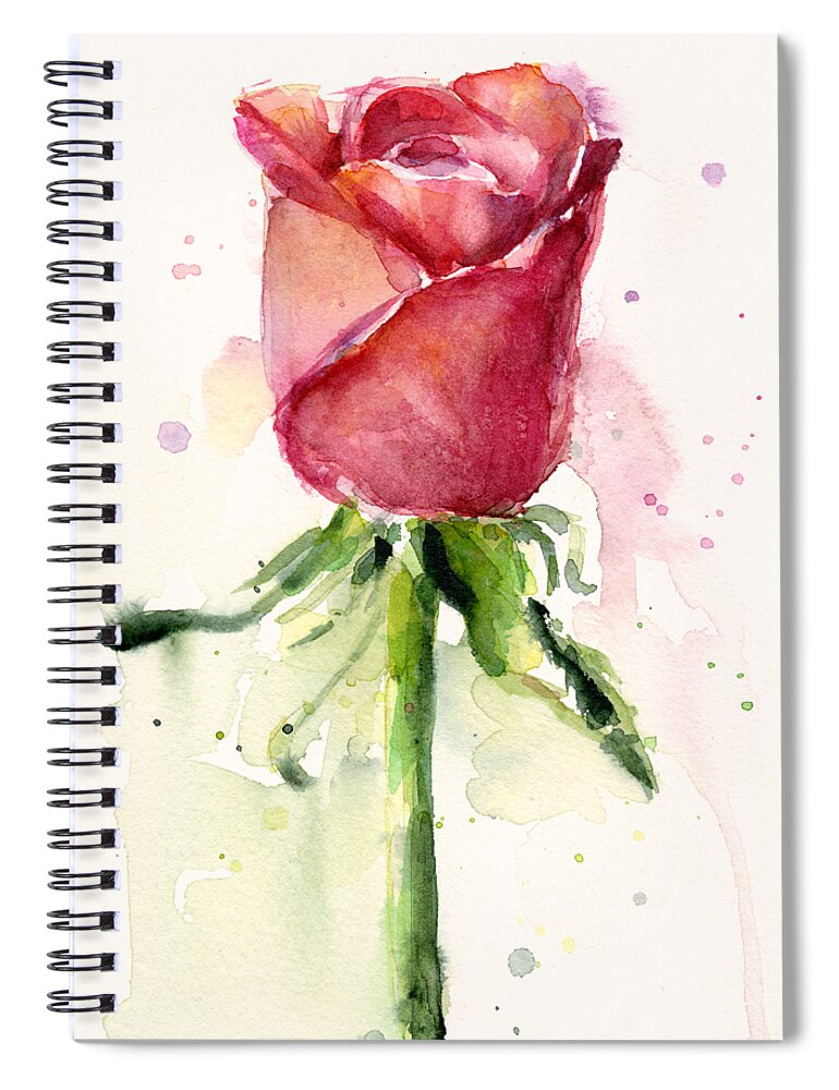 Rose Spiral Notebook featuring the painting Rose Watercolor by Olga Shvartsur
