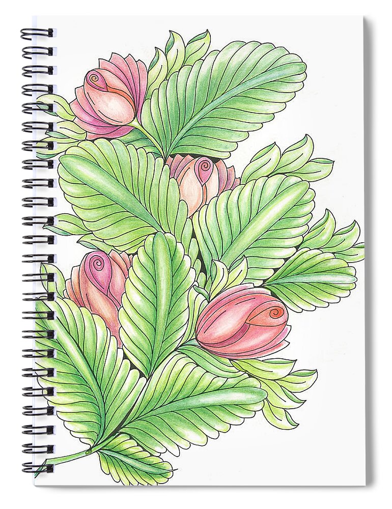 Plume Spiral Notebook featuring the drawing Roses by Alexandra Louie
