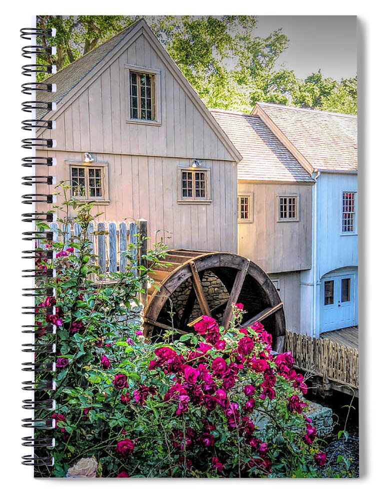 Roses Spiral Notebook featuring the photograph Roses at the Plimoth Grist Mill by Janice Drew