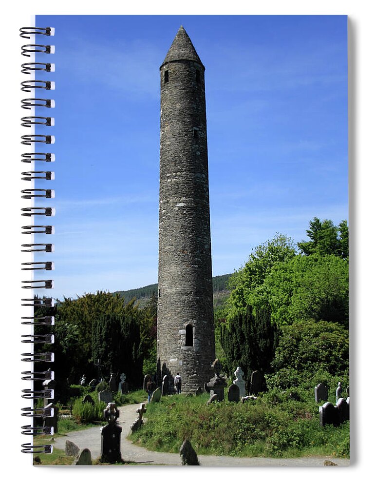 Ireland Spiral Notebook featuring the photograph Round Tower At Glendalough by Aidan Moran